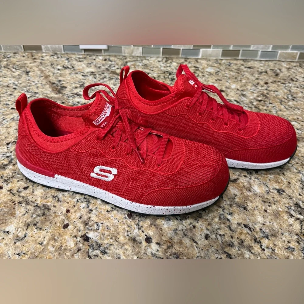 Red Sketcher’s Comp Toe Work shoes